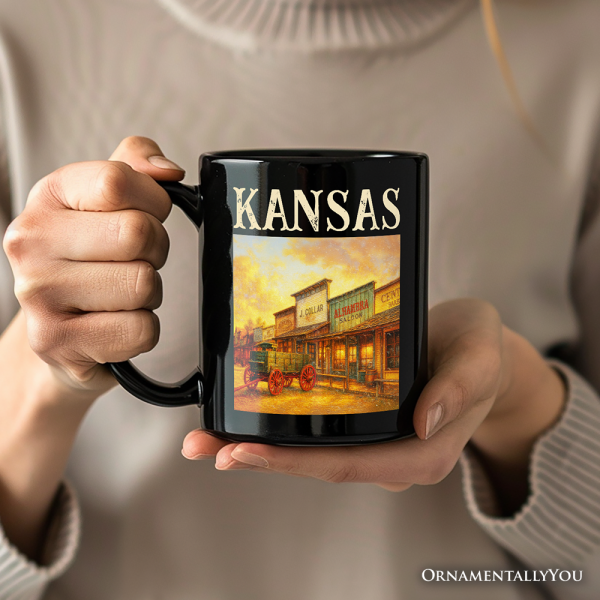 Vintage Kansas State Dodge City Boot Hill Street Scene Personalized Mug, Wild West Gift and Frontier Souvenir with Custom Name Vintage Kansas State Dodge City Boot Hill Street Scene Personalized Mug, Wild West Gift and Frontier Souvenir with Custom Name