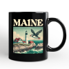 Vintage Maine State Lighthouse and Puffin Personalized Mug, New England Coastal Gift and Seaside Souvenir with Custom Name Vintage Maine State Lighthouse and Puffin Personalized Mug, New England Coastal Gift and Seaside Souvenir with Custom Name