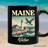 Vintage Maine State Lighthouse and Puffin Personalized Mug, New England Coastal Gift and Seaside Souvenir with Custom Name Vintage Maine State Lighthouse and Puffin Personalized Mug, New England Coastal Gift and Seaside Souvenir with Custom Name
