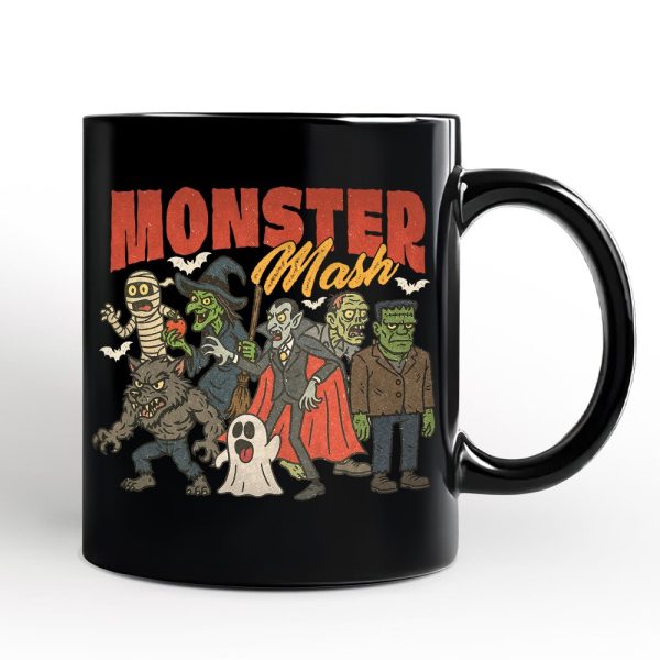 Vintage Monster Mash Personalized Mug, Retro Halloween Friends Gift with Custom Name Vintage Monster Mash Personalized Mug, Retro Halloween Friends Gift with Custom Name