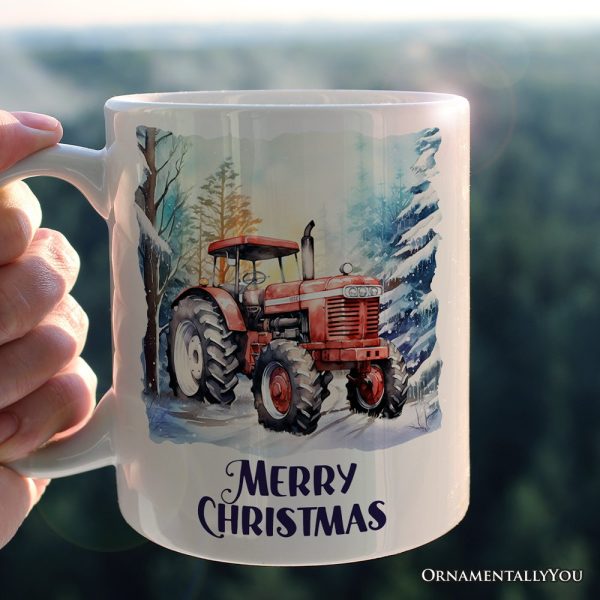 Vintage Tractor Personalized Mug, Pristine Snowy Serenity Christmas Gift With Custom Name and Date Vintage Tractor Personalized Mug, Pristine Snowy Serenity Christmas Gift With Custom Name and Date