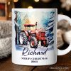 Vintage Tractor Personalized Mug, Pristine Snowy Serenity Christmas Gift With Custom Name and Date Vintage Tractor Personalized Mug, Pristine Snowy Serenity Christmas Gift With Custom Name and Date