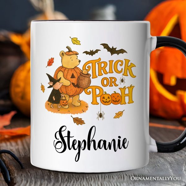 Vintage Trick or Pooh Personalized Mug, Pooh Bear and Friends in Halloween Costume Gift with Custom Name Vintage Trick or Pooh Personalized Mug, Pooh Bear and Friends in Halloween Costume Gift with Custom Name