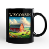 Vintage Wisconsin Farm Landscape Personalized Mug, Midwest Red Barn Gift and Countryside Souvenir with Custom Name Vintage Wisconsin Farm Landscape Personalized Mug, Midwest Red Barn Gift and Countryside Souvenir with Custom Name