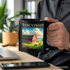 Vintage Wisconsin Farm Landscape Personalized Mug, Midwest Red Barn Gift and Countryside Souvenir with Custom Name Vintage Wisconsin Farm Landscape Personalized Mug, Midwest Red Barn Gift and Countryside Souvenir with Custom Name