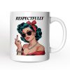 Vintage Woman Middle Finger Personalized Mug, Respectfully Disrespectful Gift With Custom Name Vintage Woman Middle Finger Personalized Mug, Respectfully Disrespectful Gift With Custom Name
