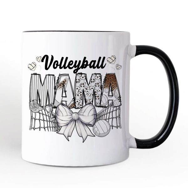 Volleyball Mama Coquette Bow Personalized Mug, Sport Mom Life Gift with Custom Name Volleyball Mama Coquette Bow Personalized Mug, Sport Mom Life Gift with Custom Name