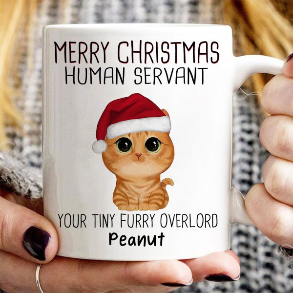 Watercolor Cute Cats Merry Christmas Human Servant Personalized Mug Watercolor Cute Cats Merry Christmas Human Servant Personalized Mug