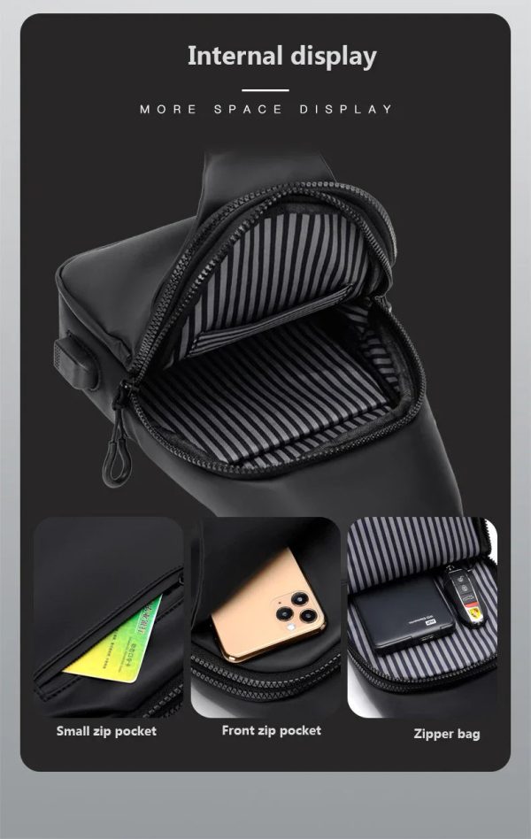 Waterproof Chest Bag With Usb Charging Interface Waterproof Chest Bag With Usb Charging Interface