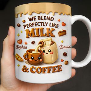 We Blend Perfectly Like Milk And Coffee - Personalized Custom Coffee Mug - CPL1347_MG