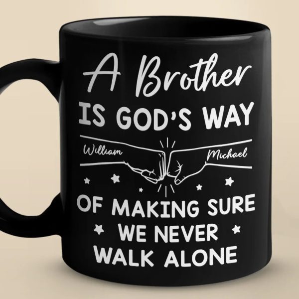 We Never Walk Alone - Family Personalized Custom Black Mug - Gift For Family Members