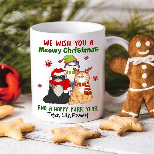 We Wish You a Meowy Christmas And A Happy Purr Year, Personalized Cat Christmas Mug, Christmas Gift We Wish You a Meowy Christmas And A Happy Purr Year, Personalized Cat Christmas Mug, Christmas Gift