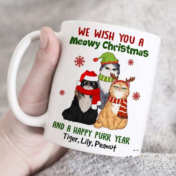 We Wish You a Meowy Christmas And A Happy Purr Year, Personalized Cat Christmas Mug, Christmas Gift We Wish You a Meowy Christmas And A Happy Purr Year, Personalized Cat Christmas Mug, Christmas Gift