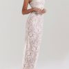 Wedding Vintage Cream Lace Maxi Dress With Gloves Wedding Vintage Cream Lace Maxi Dress With Gloves