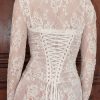 Wedding Vintage Cream Lace Maxi Dress With Gloves Wedding Vintage Cream Lace Maxi Dress With Gloves