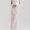 Wedding Vintage Cream Lace Maxi Dress With Gloves Wedding Vintage Cream Lace Maxi Dress With Gloves