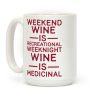 Weekend Wine is Recreational Weeknight Wine is Medicinal Coffee Mug Weekend Wine is Recreational Weeknight Wine is Medicinal Coffee Mug