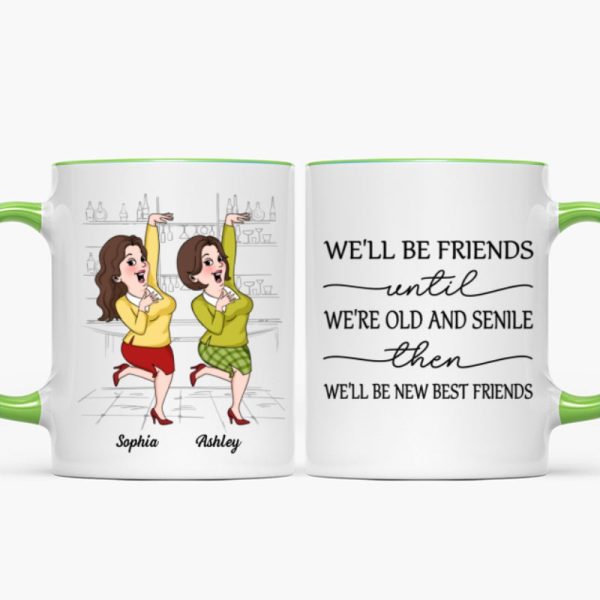 We'll Be Friends Until We're Old And Senile Funny Cartoon Besties Personalized Mug We'll Be Friends Until We're Old And Senile Funny Cartoon Besties Personalized Mug