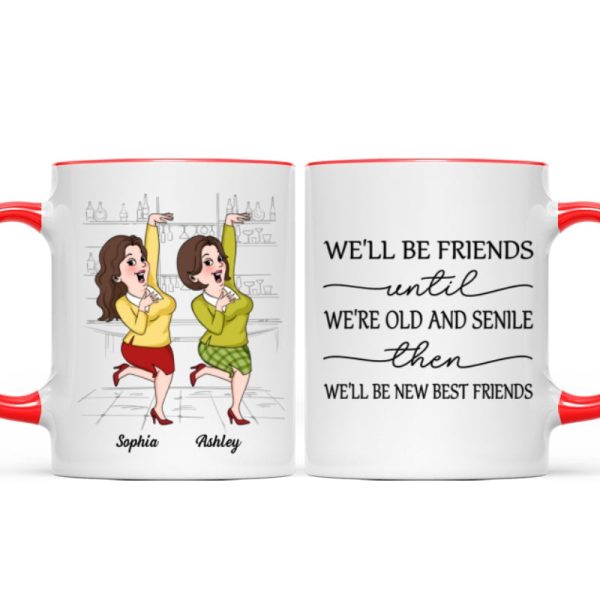 We'll Be Friends Until We're Old And Senile Funny Cartoon Besties Personalized Mug We'll Be Friends Until We're Old And Senile Funny Cartoon Besties Personalized Mug
