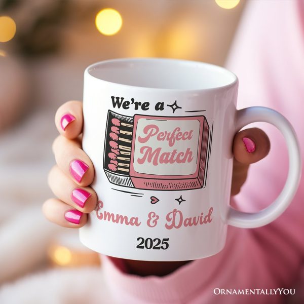 We're a Perfect Match Personalized Mug for Couple, Retro Cute Gift With Custom Names We're a Perfect Match Personalized Mug for Couple, Retro Cute Gift With Custom Names