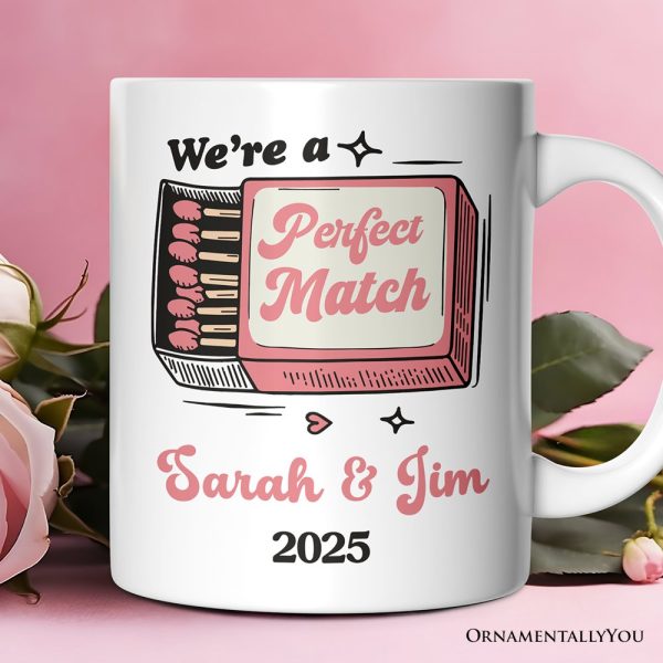 We're a Perfect Match Personalized Mug for Couple, Retro Cute Gift With Custom Names We're a Perfect Match Personalized Mug for Couple, Retro Cute Gift With Custom Names