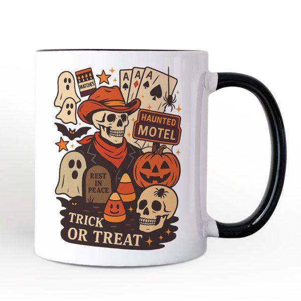 Western Halloween Skeleton Personalized Mug, Haunted Motel Trick or Treat Gift with Custom Name Western Halloween Skeleton Personalized Mug, Haunted Motel Trick or Treat Gift with Custom Name