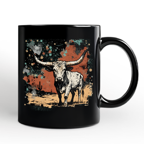 Western Longhorn Bull Personalized Mug, Cowboy Rodeo Gift with Custom Name Western Longhorn Bull Personalized Mug, Cowboy Rodeo Gift with Custom Name
