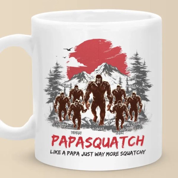 When The Moon Shines, Bigfoot Papa Rises - Family Personalized Custom Mug - Gift For Dad, Grandpa When The Moon Shines, Bigfoot Papa Rises - Family Personalized Custom Mug - Gift For Dad, Grandpa