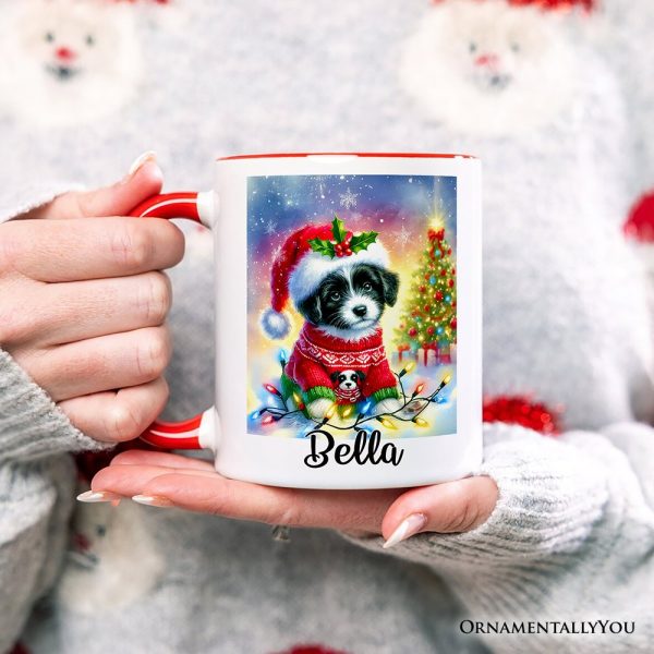 Whimsical Border Collie Puppy Personalized Mug, Adorable Holiday Gift with Custom Name Whimsical Border Collie Puppy Personalized Mug, Adorable Holiday Gift with Custom Name