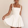 White Backless Bow Mini Dress