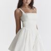 White Backless Bow Mini Dress