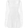 White Backless Bow Mini Dress