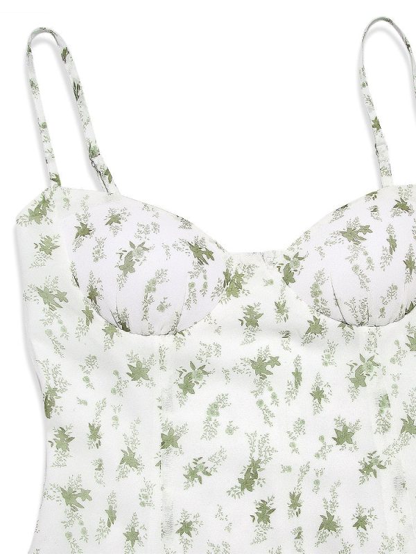 White Bustier Floral Print Mini Dress White Bustier Floral Print Mini Dress