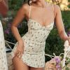 White Bustier Floral Print Mini Dress White Bustier Floral Print Mini Dress