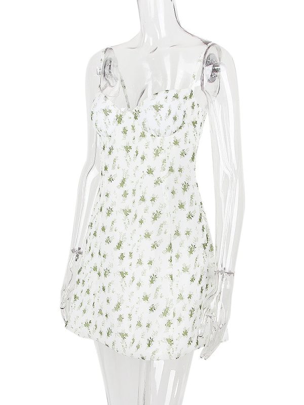 White Bustier Floral Print Mini Dress White Bustier Floral Print Mini Dress