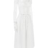 White Buttoned Drawstring Crop Top and Midi Skirt Two Piece Set