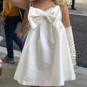 White Cami Bow Mini Dress