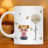 White Ceramic Mug, Custom Cute Girl Art with Butterflies & Rose, Minimal Style, Creative Gift for Grandma, Mom, or Friend White Ceramic Mug, Custom Cute Girl Art with Butterflies & Rose, Minimal Style, Creative Gift for Grandma, Mom, or Friend