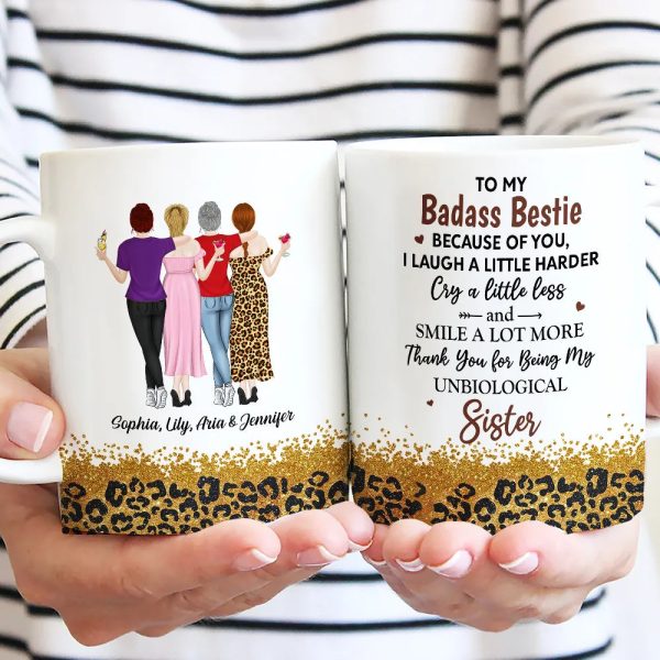 White Ceramic Mug for Best Friends Heartfelt Unbiological Sister Gift to Share Joy White Ceramic Mug for Best Friends Heartfelt Unbiological Sister Gift to Share Joy