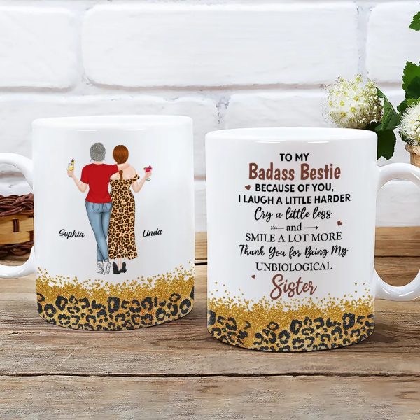 White Ceramic Mug for Best Friends Heartfelt Unbiological Sister Gift to Share Joy White Ceramic Mug for Best Friends Heartfelt Unbiological Sister Gift to Share Joy