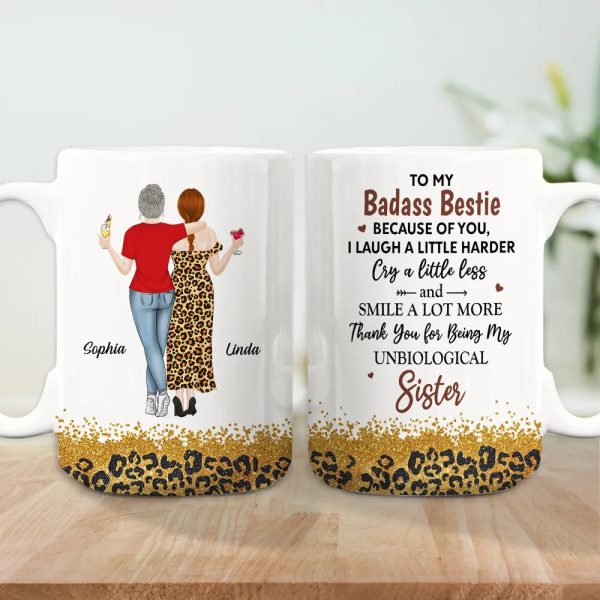 White Ceramic Mug for Best Friends Heartfelt Unbiological Sister Gift to Share Joy White Ceramic Mug for Best Friends Heartfelt Unbiological Sister Gift to Share Joy