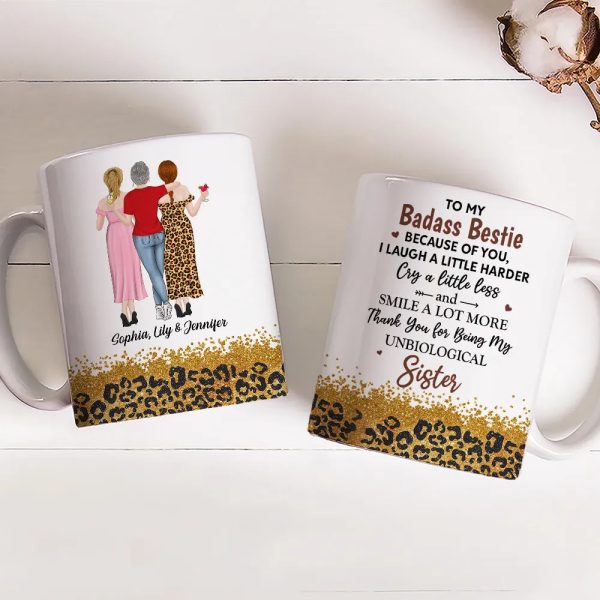 White Ceramic Mug for Best Friends Heartfelt Unbiological Sister Gift to Share Joy White Ceramic Mug for Best Friends Heartfelt Unbiological Sister Gift to Share Joy