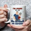 White Ceramic Mug Personalized with Cartoon Couple Hug, Playful No Returns or Refunds Design, Cute Gift for Couples