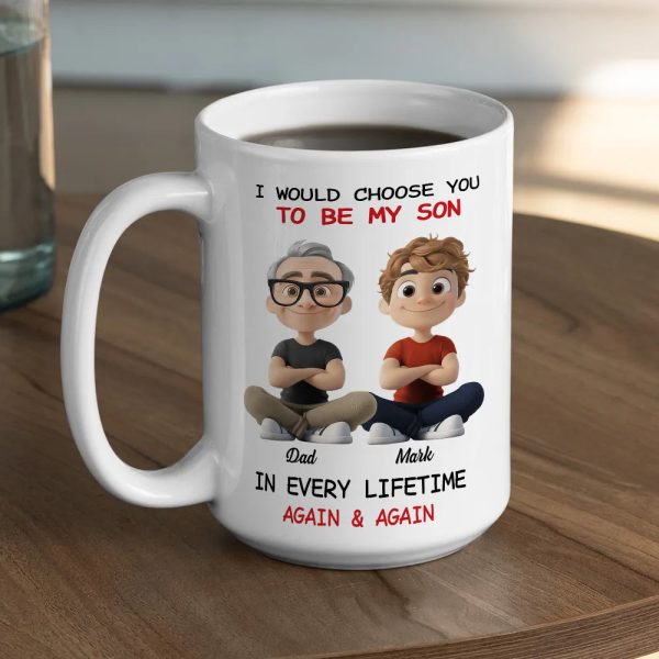 White Ceramic Mug with Heartwarming Mom and Son Design, Perfect Gift Choice White Ceramic Mug with Heartwarming Mom and Son Design, Perfect Gift Choice