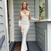 White Corset Cut Out Top And Maxi Skirt Set