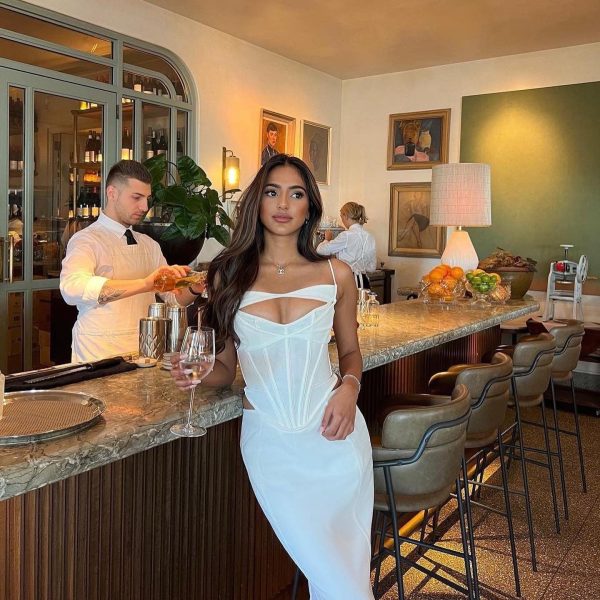 White Corset Cut Out Top And Maxi Skirt Set