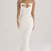White Corset Cut Out Top And Maxi Skirt Set