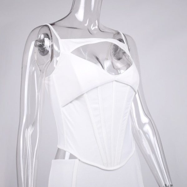 White Corset Cut Out Top And Maxi Skirt Set