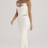 White Corset Cut Out Top And Maxi Skirt Set