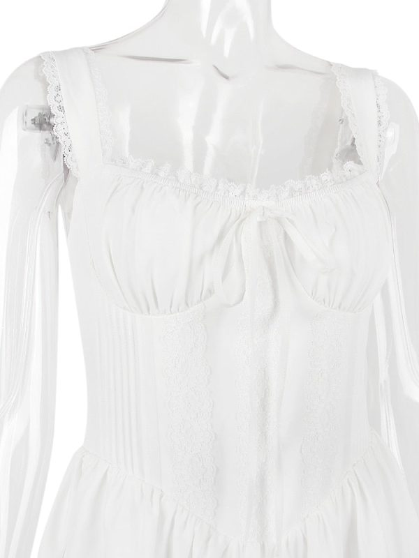 White Corset Lace Flare Mini Dress White Corset Lace Flare Mini Dress